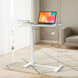 Mobile Standing Desk, Adjustable Height Desk with Hidden Casters, Portable Laptop Computer Table with Rolling Wheels, for Sit Stand Workstation, Compact and Sturdy for Home, Office, Dorm, White SageNest