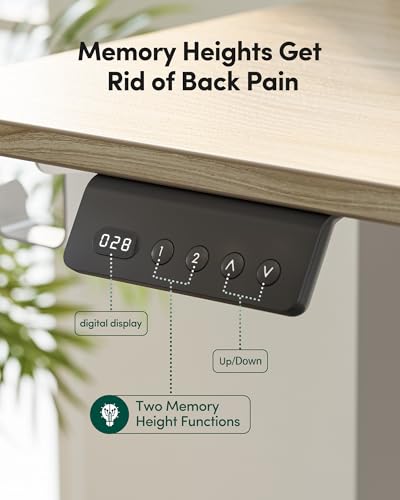 FEZIBO L Shaped Electric Standing Desk, 63 x 48inch Large with Drawers | Reversible Tabletop, 2 Memory Height Settings | Home Office & Gaming Height-Adjustable Table, Light Walnut （2 Packages） FEZIBO