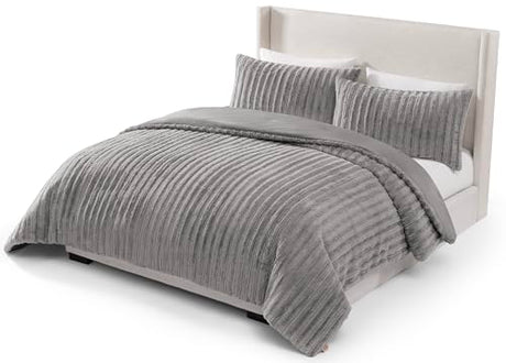 UGG Kenzie Comforter Set with 2 Pillow Shams Plush Faux Fur Bedding Soft Warm Down Alternative Comforter Washable Hypoallergenic Fluffy Blanket Set for Bedroom, King/California King Size, Seal UGG