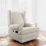 Storkcraft Serenity Glider Recliner Nursery Chair with USB Charging Port (Ivory) – Premium Upholstered Nursery Glider Recliner with Manual Recline Function, Dual USB Charging Storkcraft