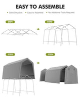 GarveeLife 7 x 15 ft Carport Storage Shed, Portable Garage with Roll-up Zipper Door, Heavy Duty Waterproof Tarp, Storage for Motorcycle, Bike, Firewood, Garden Tools GarveeLife