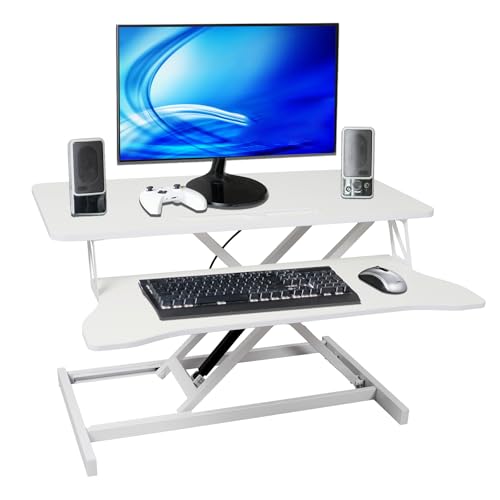 KYDEVO Standing Desk Converter, Height Adjustable Sit to Stand Riser, Dual Monitor and Laptop Workstation with Wide Keyboard Tray, Desk Lifter for Home Office KYDEVO