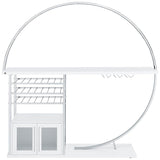 Pemberly Row Circular LED Wood Home Bar with Wine Storage White High Gloss Pemberly Row
