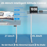 Shintenchi Standing Desk, 63x24 Inch Height Adjustable Electric Sit Stand up Desk, Ergonomic Rising Computer Table, Modern Lift Gaming Desk Workstation for Home Office, White Shintenchi