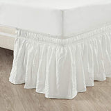 Lush Decor Ruched Ruffle Elastic Easy Wrap Around Bed Skirt Single Queen/King/Cal King Off White - Queen Bed Skirt - Dust Ruffle - Cream Bedskirts Lush Decor
