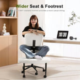 Waleaf Ergonomic Cross Legged Office Chair, ADHD Chair for Adults, Height Adjustable Meditation Chair with Wheels, Teddy Fabric Yoga Kneeling Chairs with Comfortable Back Support (White) Waleaf
