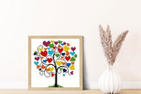 HKLIOPU Stamped Cross Stitch Kits - Love Tree Embroidery Starter Kit for Adult Beginners, 11CT Needlepoint Cross-Stitch Patterns Dimensions Kit Arts and Crafts 13.8X 13.8 inch