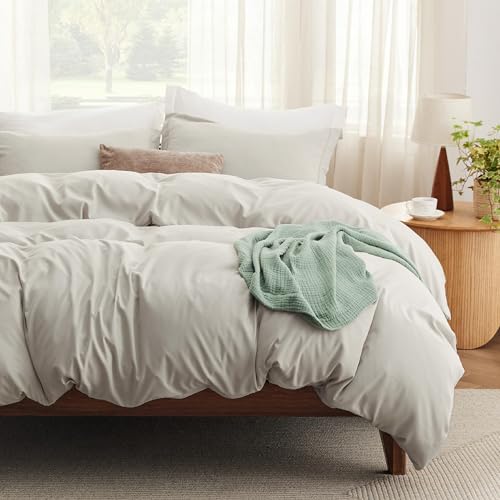 Bedsure Duvet Cover King Size with Fitted Sheet - 4 Pieces Prewashed Polyester Extra Soft Bedding Set, Includes 1 Duvet Cover 104''x90'' with Zipper Closure, 2 Pillow Shams, 1 Fitted Sheet, Linen Bedsure