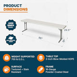 OEF Furnishings OEFBT-SEM1896 Commercial-Grade Premium Industrial Seminar Folding Table with Thick Blow-Molded Top and 16-Gauge Cantilever Steel Legs (Seminar, 18" × 96", Speckled Gray Top) OEF Furnishings