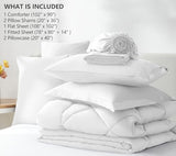 CozyLux King Size Comforter Set White - 7 Pieces Bed in a Bag King, Luxury Soft Bed Set for All Seasons, Bedding Set with Down Alternative Comforter, Sheets, Pillowcases & Shams CozyLux
