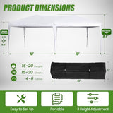 10' x 20' Pop Up Canopy Tent with 6 Removable Sidewall, Commercial Instant Canopy with Carry Bag, Adjustable Outdoor Shelter Tent for Parties, Festival, Event, White Morngardo