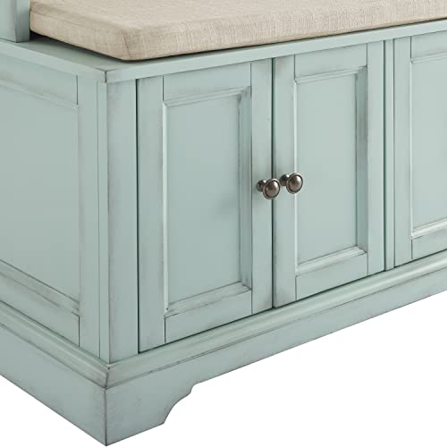 Crosley Furniture Holbrook Hall Tree, Distressed Seafoam Blue - WoodArtSupply