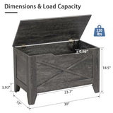 VECELO 30" Storage Chest with Lift Top Storage, Farmhouse Style Ottoman with Handwoven Wicker Cushion, Safety Hinges, Ideal for Entryway, Bedroom, Living Room, Coal Gray VECELO