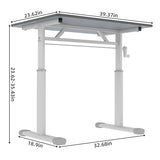 Japovker Adjustable Study Desk with Hand-Crank, Double Column Height Adjustable Computer Desk, Stable Compact Office Workstation with Frame & One-Piece Table Top,for Kids & Adults (Grey, 39 lnches) Japovker