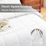 CozyLux Queen Size Comforter Sets White - 3 Pieces Box Stitched Queen Bed Set for All Seasons, Soft Lightweight Bedding Sets with 1 Down Alternative Comforter and 2 Pillow Shams CozyLux