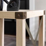 Walker Edison Sedalia Modern Farmhouse Metal X Side Table, 18 Inch, White Oak Walker Edison