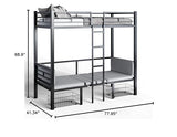 PVWIIK Twin Size Loft Bed with Desk for Dormitory,Living Room,Bedroom,Metal Bed Frame w/Wood Slats Support/Table Sets Transformable to Twin Over Twin Bunk Bed,Black（Cushion Not Included） PVWIIK