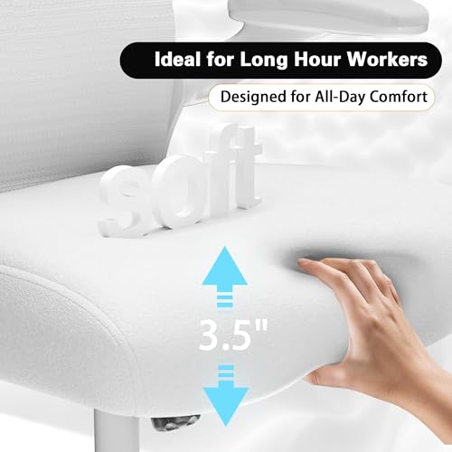 CASASIO Office Desk Chair with Ergonomic Lumbar Support, Extra-Thick Seat Cushion, Flip-up Arms, Breathable Mesh Back, Computer Task Chair for Home Office CASASIO