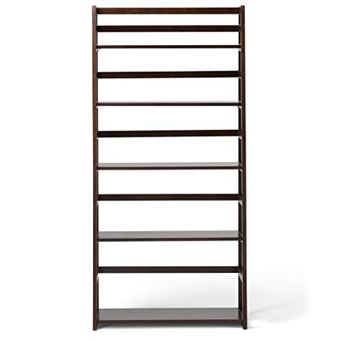 SIMPLIHOME Acadian SOLID WOOD 30 Inch Transitional Ladder Shelf Bookcase in Brunette Brown, For the Living Room, Study Room and Office - WoodArtSupply