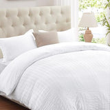 Cozyide White Duvet Cover Queen Size, Soft 3-Piece Seersucker Queen Duvet Cover Set, All Seasons Bedding Set with Zipper Closure and Corner Ties(90"x90", 2 Pillow Cases 20"x26") Cozyide