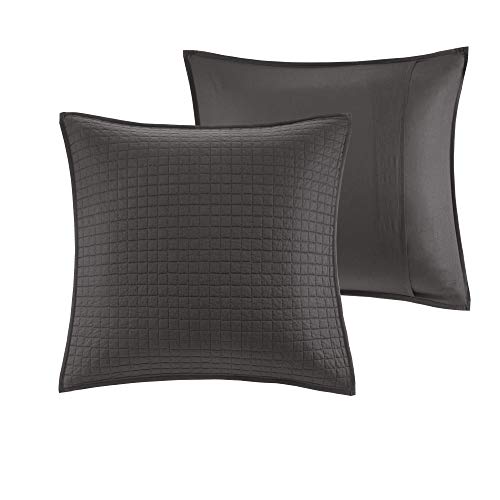 Intelligent Design Cotton Comforter Set - Jacquard Tufts Pompom Design All Season Bedding, Matching Shams, Decorative Pillows, King/California King (104 in x 92 in), Charcoal 7 Piece Intelligent Design
