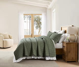 WDCOZY King Size Quilt Bedding Sets with 2 Pillow Shams, Lightweight Soft Bedspread Coverlet, Quilted Blanket Thin Comforter Bed Cover for All Season, 3 Pieces, 104x90 inches, Moss Green WDCOZY