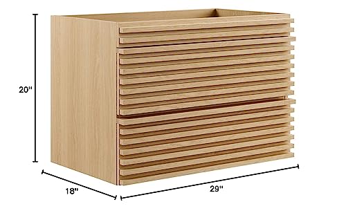 Modway Render 30" Wall-Mount Bathroom Vanity in Oak-Sink Basin Not Included, 30 Inch Modway