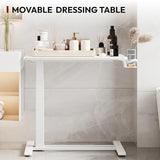 SANODESK Mobile Standing Desk with Hidden Wheels,Pneumatic Laptop Desk Rolling Computer Cart Movable Height Adjustable Small Sit Stand Desk for Home Office(31.5" W x 15.7" D,White) SANODESK