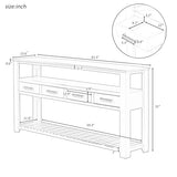 Modern 62.2" Console Table, Sofa Table with 4 Drawers and 2 Shelves, Suitable for Entrance, Hallway, Living Room, Bedroom (Navy Blue@G>) Hlcodca