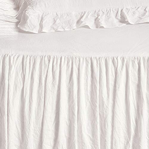 Lush Decor Ruffle Skirt Bedspread Set - 3-Piece Luxurious Farmhouse Bedding - Elegant Ruffle Detail - Timeless Style - Soft Lightweight Sheets - Queen, White Lush Decor