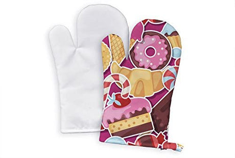Blank Oven Mitts Sublimation Set 2 Pieces (Both are Right-Handed Glove) Heat Thermal Transfer Polyester Logo Image Printing SFS BLANK