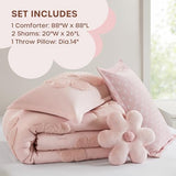 Intelligent Design Kids Queen Comforter Set for Girls, Tufted Chenille Floral Comforter Set Queen, Lightweight Polka Dot Comforter Reversible Bed Set, Sham, Pillow, Gracie, Full/Queen Pink 4 Piece Intelligent Design