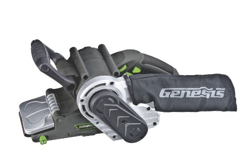 Genesis GBS321A Single Lever 3" x 21" Variable Speed Belt Sander with Adjustable Front Handle and Dust Collection Bag , Grey Genesis