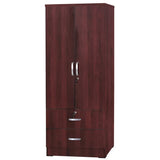 Pemberly Row 72" H Contemporary Engineered Wood Wardrobe Armoire with 2 Lockable Smooth Doors & 2 Full Size Drawers, Assembly Required, in Mahogany Finish Pemberly Row