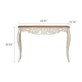 Console Table for Entryway with Carved Details, 43.31" Long Sofa Table Behind Couch, Vintage French Country Entry Table with Wood Carvings and Curved Legs for Hallway, Living Room - Antique White Dorivibe