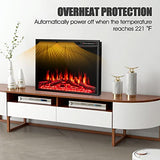 COSTWAY 37-Inch Electric Fireplace, Wall-Mounted and Recessed Fireplace Heater with 4 Flame and Log Colors, 5-Level Flame Speed and Brightness, Remote Control, 8H Timer, Overheat Protection, 1500W COSTWAY