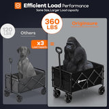 Originsure Collapsible Wagon Cart Foldable - Portable Heavy Duty Folding Beach Wagons with Wheels - Outdoor Utility Carts for Groceries, Shopping, Camping, Sports, Garden with Large Capacity - Black Originsure