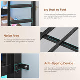 MSmask Full Size Loft Bed with 7 Storage Drawers, Large 2-Cube Bookshelf, L Desk & Charging Station, Metal Loft Bed with LED Lights & Open Shelf, Bed with Safety Guardrail & Ladders, Rustic Brown MSmask