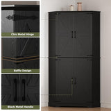 IRONCK Corner Cabinet, 72" Kitchen Pantry Cabinet, 6-Tier Freestanding Farmhouse Pantry with 2 Adjustable Shelves, 240°Swivel Doors, 2 Doors Storage, Spacious Hutch for Kitchen, Living Room, Black IRONCK