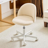 VINGLI Candy Chair Armless Cute Desk Chair,Comfy Small Office Chair with Wheels,Vanity Chair Lumbar Support,Teddy Adjustable Rolling Swivel Computer Task Chair for Home Office,Bedroom,Creamy Beige VINGLI