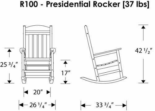 POLYWOOD R100BL Presidential Rocking Chair, Black - WoodArtSupply