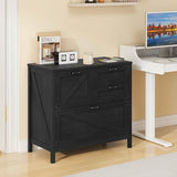 Lateral File Cabinet with 4 Drawers Farmhouse File Cabinet for Letter/Legal/A4 Size Hanging Files, Large Wood File Storage Cabinets Printer Stand for Home Office Cabinet, Black Halitaa