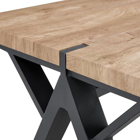 10FT Office Desk｜126in Office Computer Desk｜1.5in Thick Wooden Tabletop with Chamfered Corner｜Black A-shaped Metal Frame｜Sturdy and Stable｜Easy Assembly｜Easy To Clean｜for Home Office, Conference Room KitDans