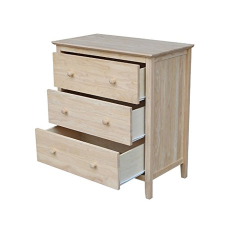 International Concepts Dresser with 3 Drawers, Unfinished IC International Concepts