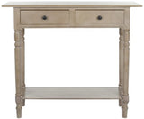 SAFAVIEH Home Collection – Rosemary Vintage Grey Console Table with Drawers & Shelf, Classic Contemporary Storage Console, Turned Leg Design (AMH5705A) SAFAVIEH