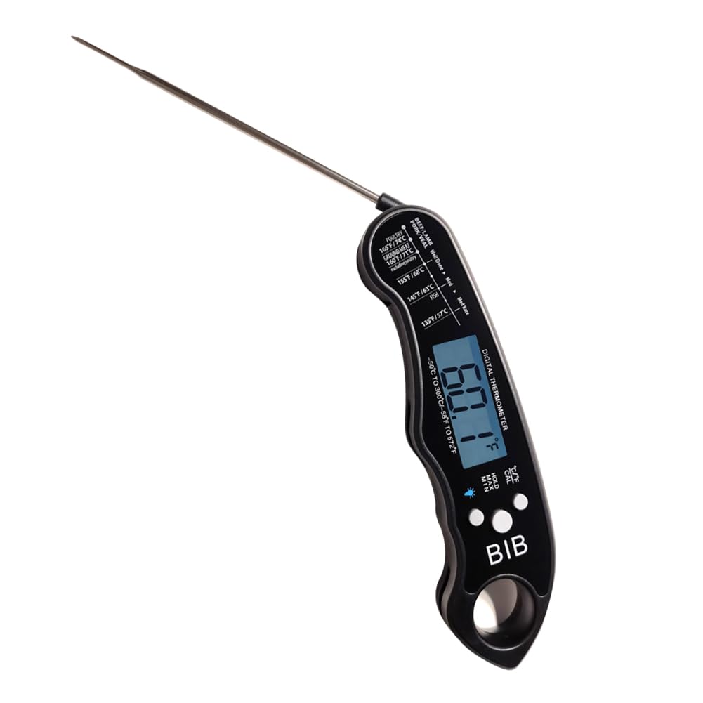 BIB Digital Meat Thermometer - Waterproof Food Thermometer for Kitchen and Outside, Fast Instant Read Food Thermometer for Cooking,& Candy Making, Grill, Liquids, Beef, Turkey BIB