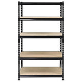 Juggernaut Storage Indoor Outdoor 72 Inch 5 Tier Steel Utility Shelving Unit with Adjustable Shelves for Warehouse, Laundry Room, and Garage, Black Juggernaut Storage