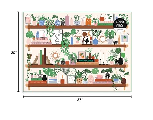 Galison Plant Shelfie 1000 Piece Puzzle from Galison - Featuring Beautiful Illustrations of Houseplants, Books and Knickknacks, 27" x 20", Fun & Challenging, for The Botanical Lover in Your Life