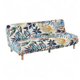WOMACO Printed Futon Cover Stretch Sofa Bed Slipcovers Full Twin Queen Size Armless Couch Loveseat Protector Covers with Elastic Bottom for Living Room Bedroom Furniture (Rain Leaves, 75"-86.6") WOMACO