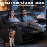 MOSGAT RV Loveseat Recliner Sofa, Reclining Loveseat Home Theater Seating with USB Ports, Cup Holders, Insert Pockets, Wall Hugger RV Recliners for Movie Room, Recline Movie Seats Gaming Sofa, Black
